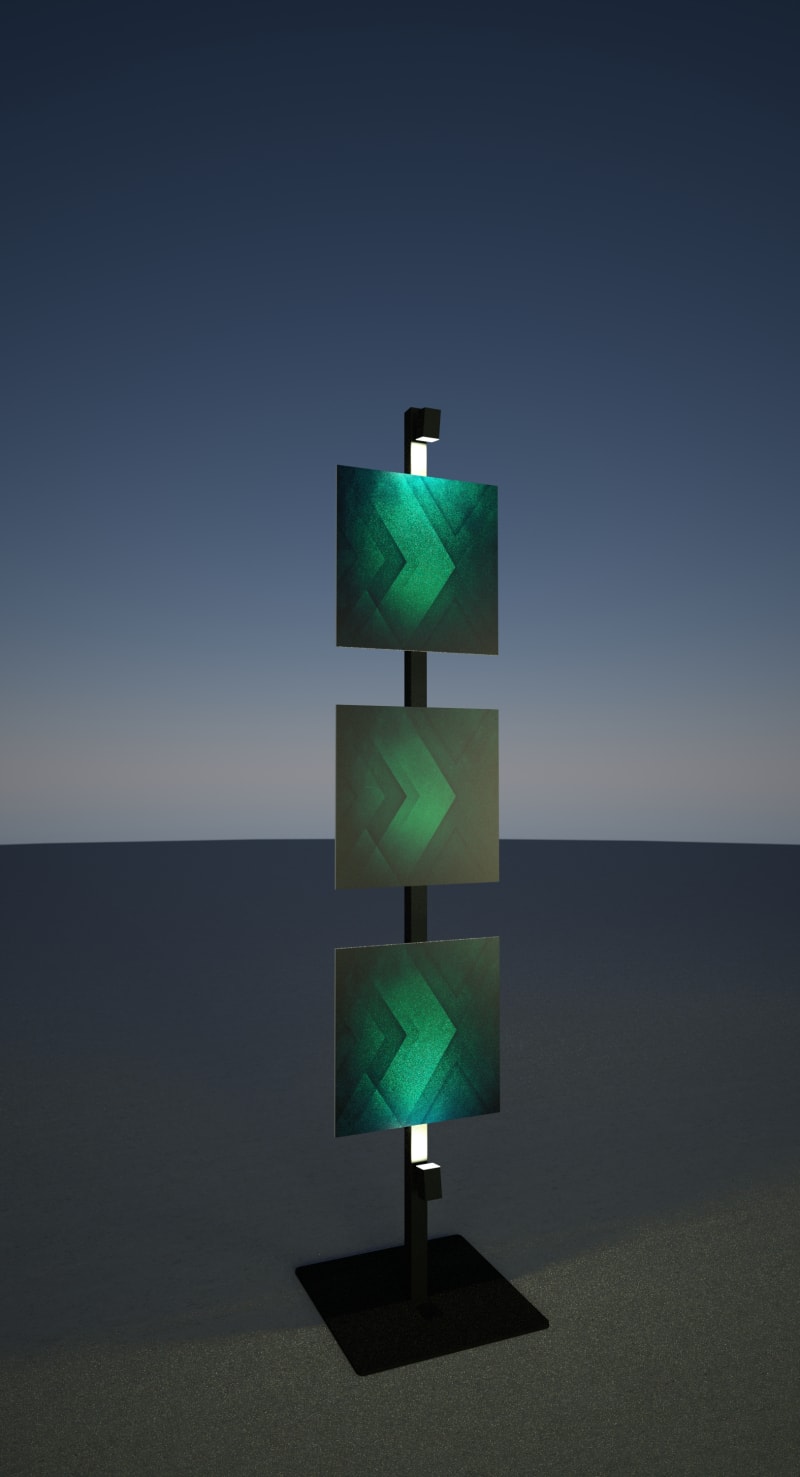 Illuminated pole with decorative panel